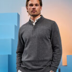 Men's cotton blend ¼ zip sweater