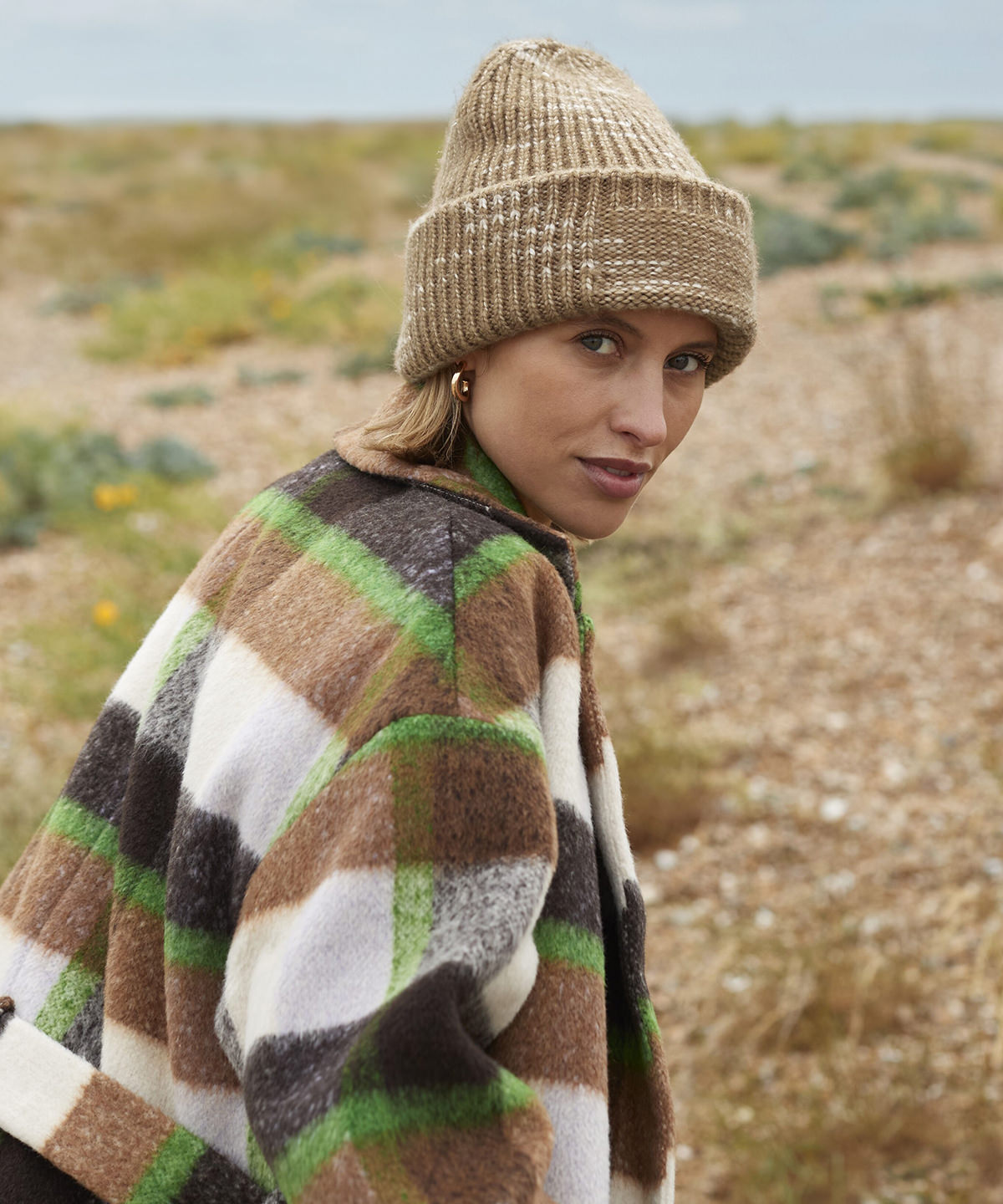 Chunky knit reverse patch beanie 1 Chunky knit reverse patch beanie