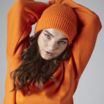 Engineered knit ribbed beanie