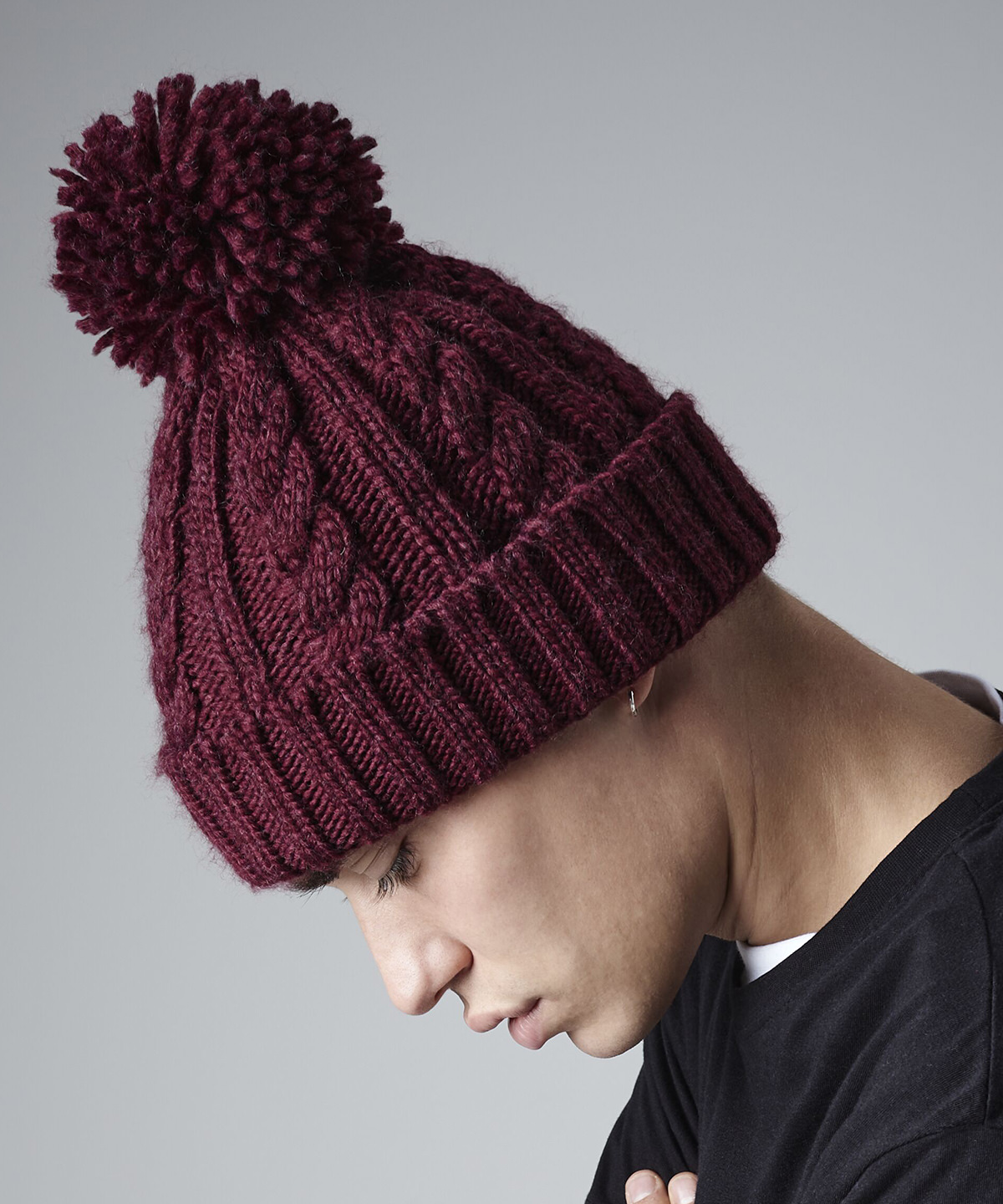 Cable knit melange beanie 1 Cable knit melange beanie