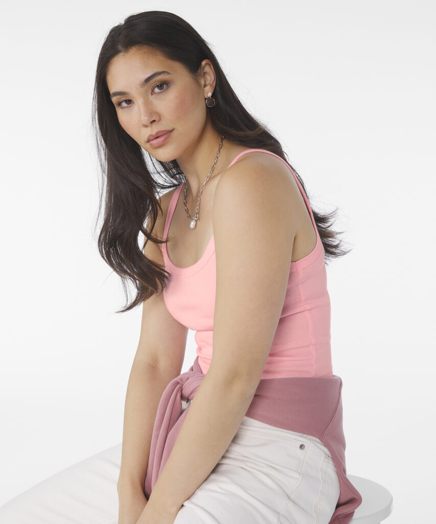 Womens micro rib spaghetti strap tank