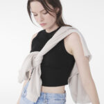 Womens micro rib muscle crop tank