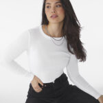 Womens micro rib long sleeve baby t-shirt