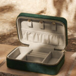 Velvet travel jewellery box