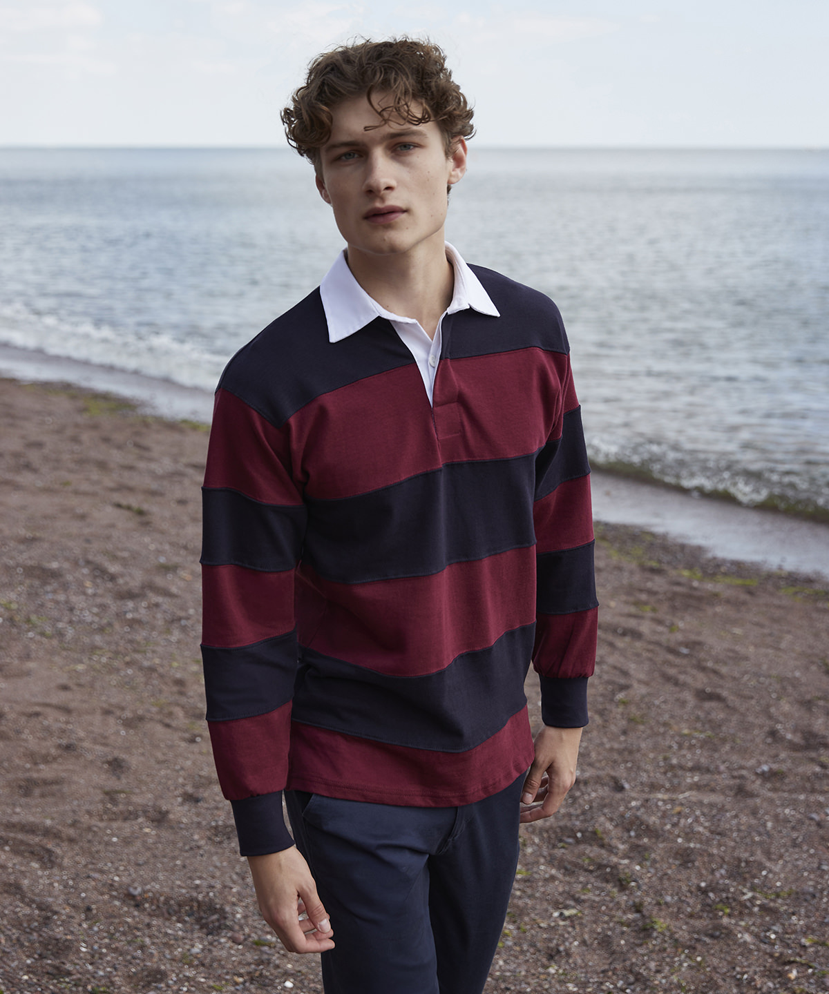 Sewn stripe long sleeve rugby shirt 1 Sewn stripe long sleeve rugby shirt