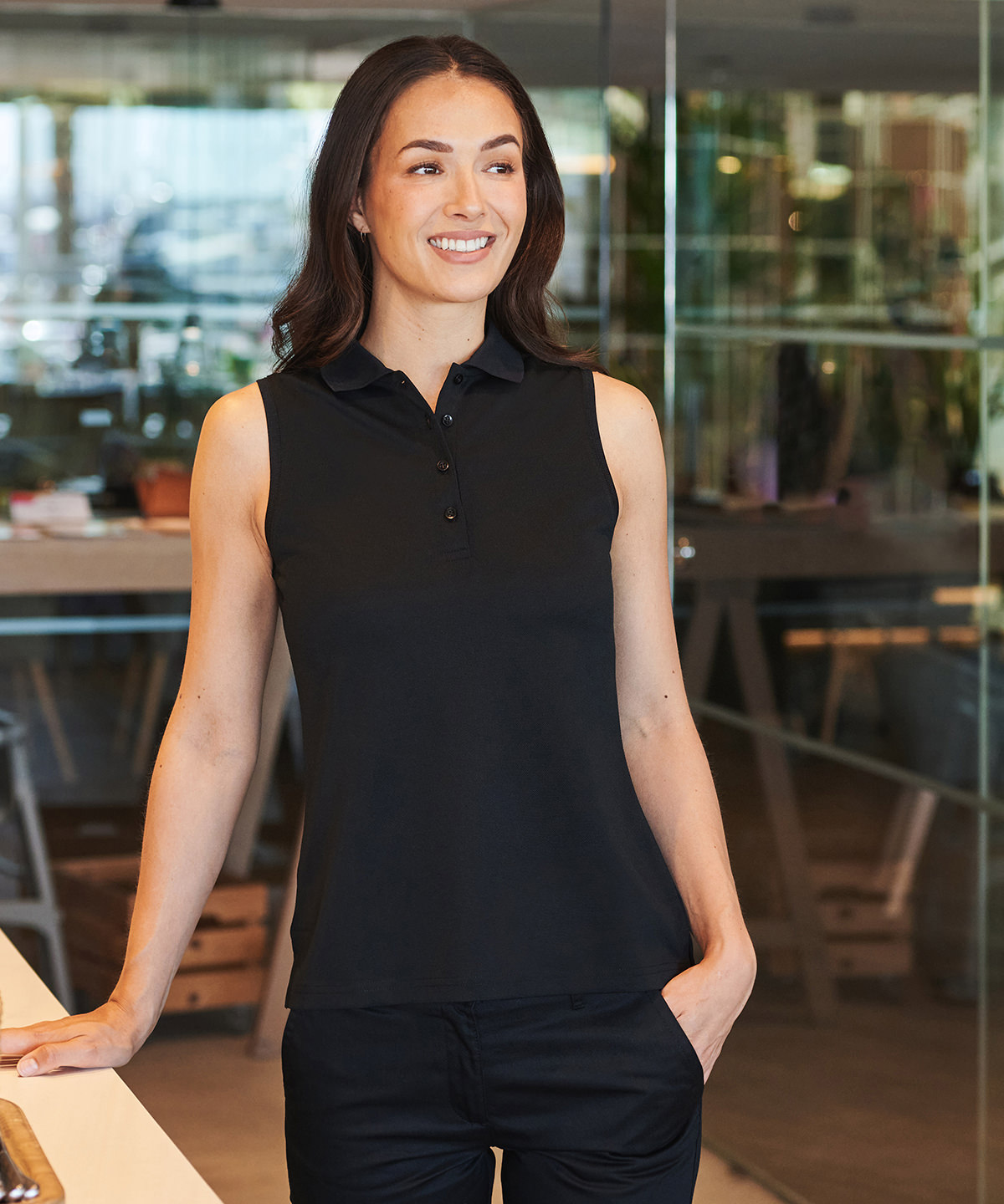 Womens sleeveless Coolplus® polo shirt 1 Womens sleeveless Coolplus® polo shirt