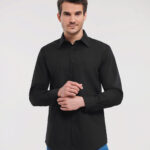 Long sleeve polycotton easycare fitted poplin shirt
