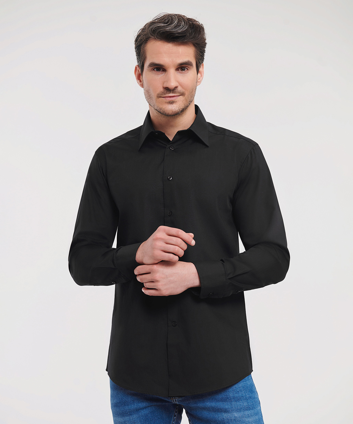 Long sleeve polycotton easycare fitted poplin shirt 1 Long sleeve polycotton easycare fitted poplin shirt