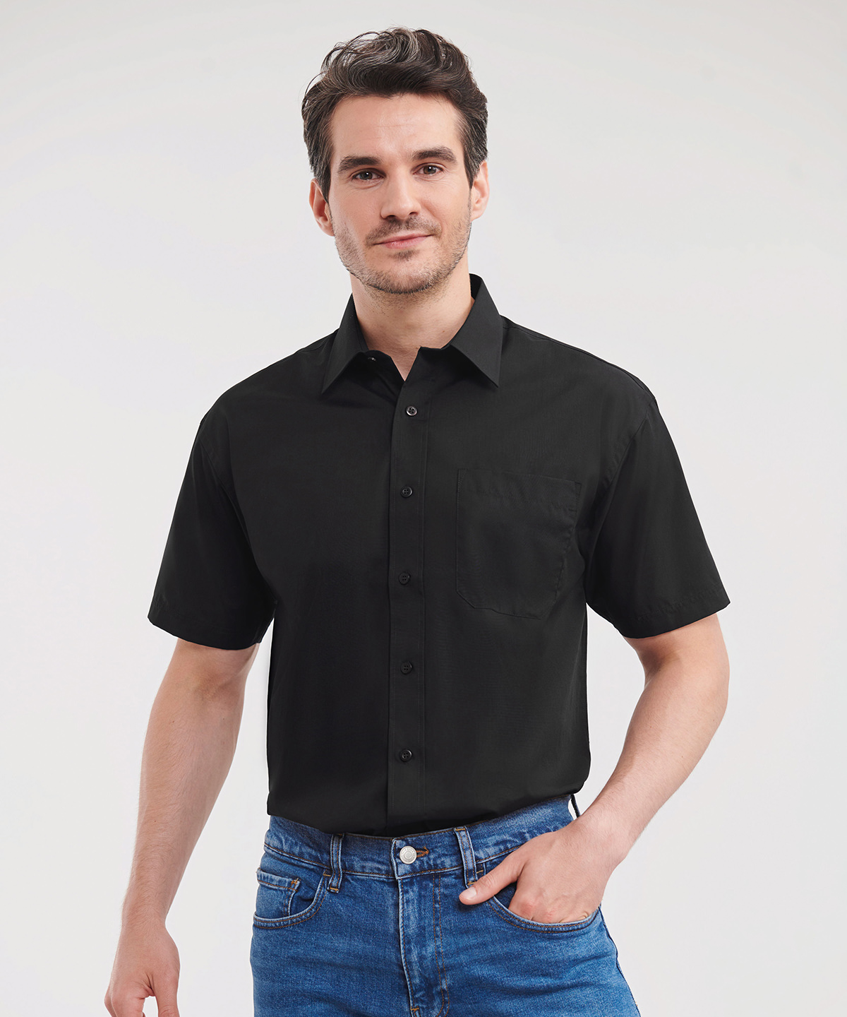 Short sleeve polycotton easycare poplin shirt 1 Short sleeve polycotton easycare poplin shirt
