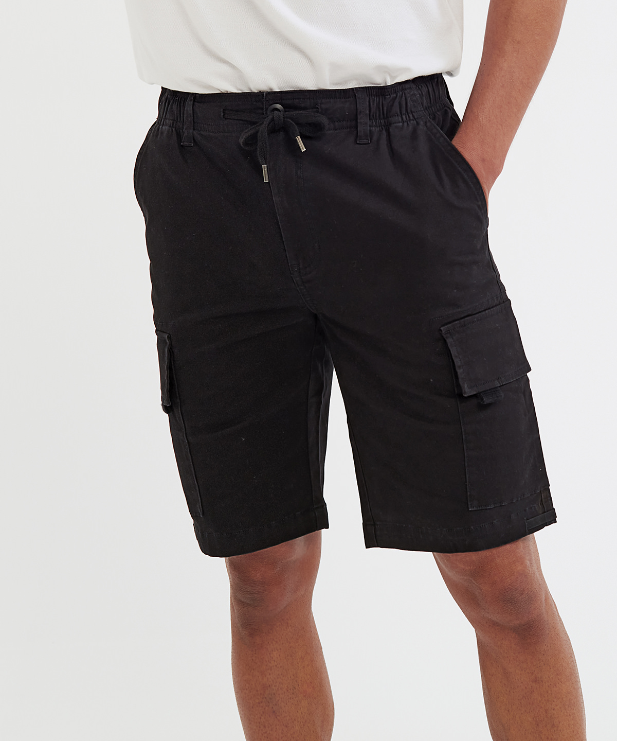 Mens drawstring cargo utility shorts