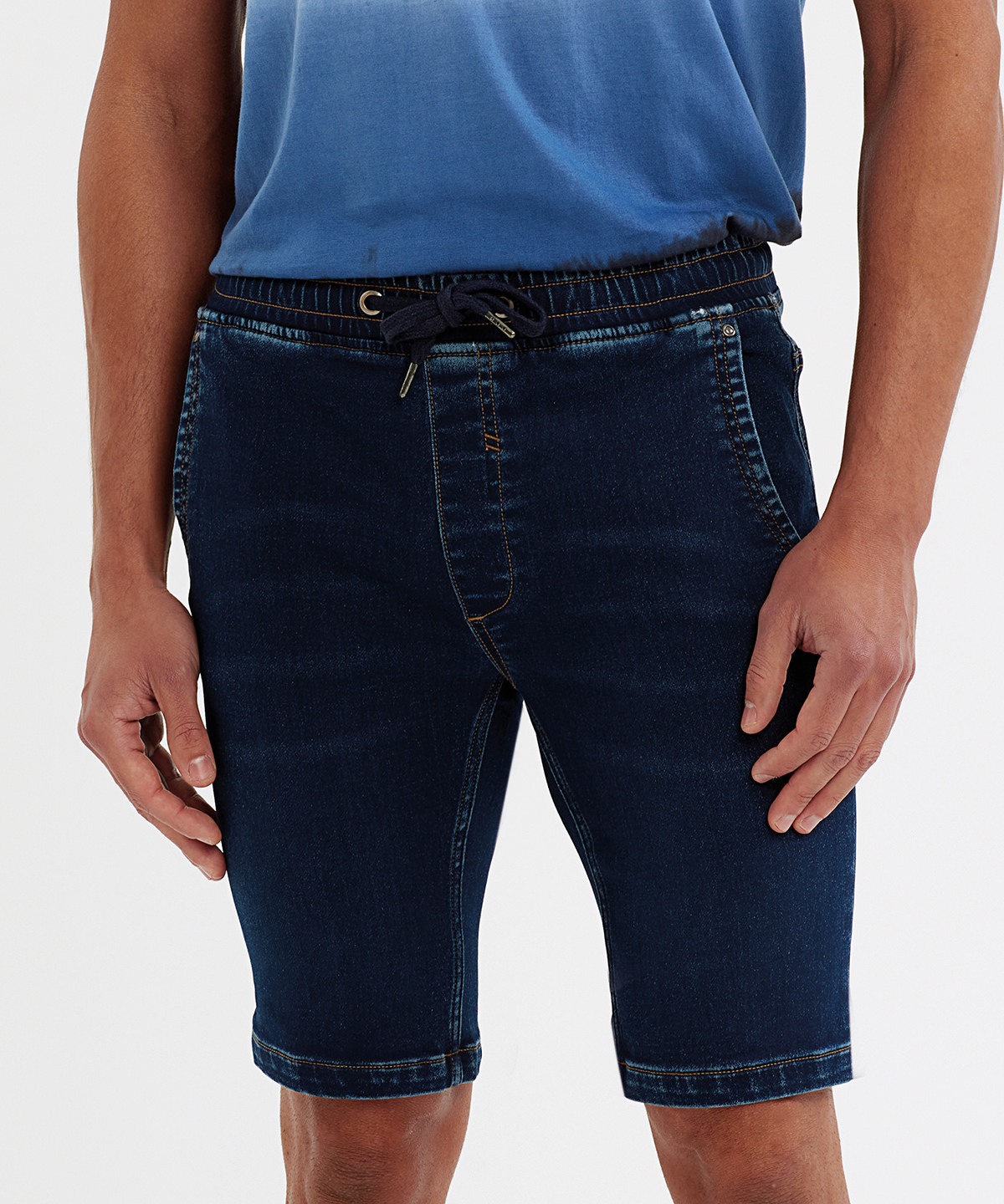 Mens denim drawstring shorts