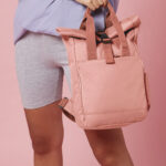 Recycled mini twin handle roll-top backpack