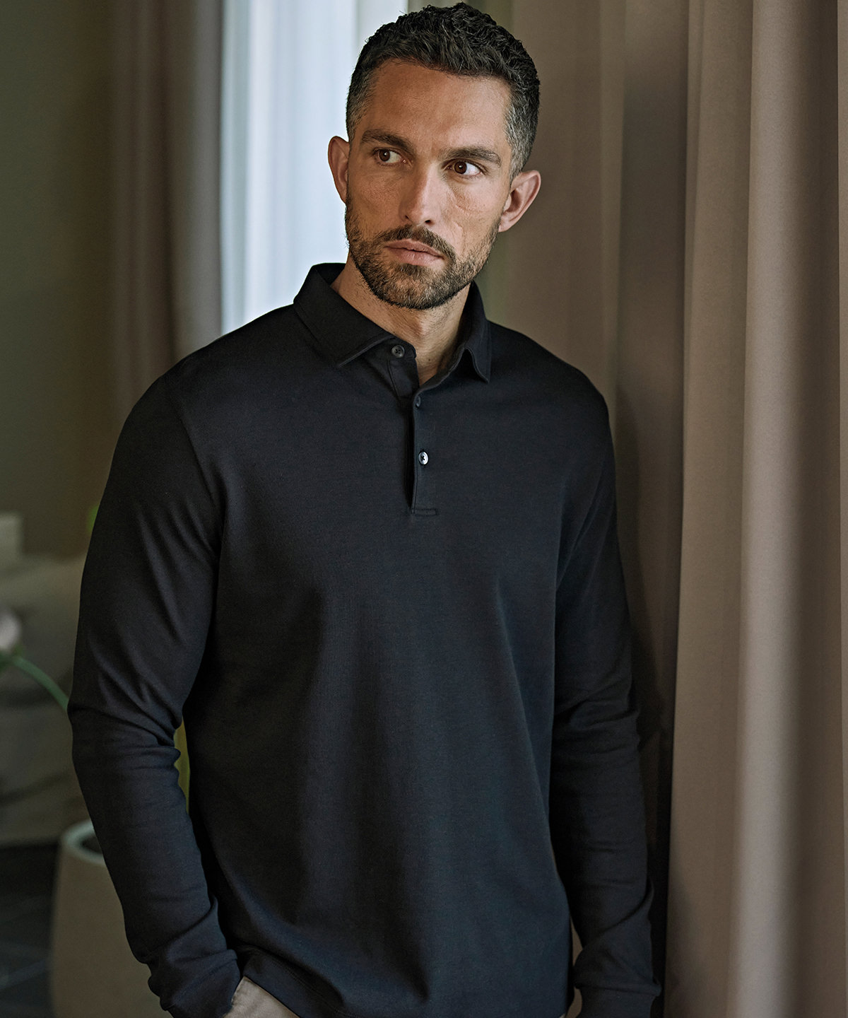 Pima cotton long-sleeve polo (1442) 1 Pima cotton long-sleeve polo (1442)