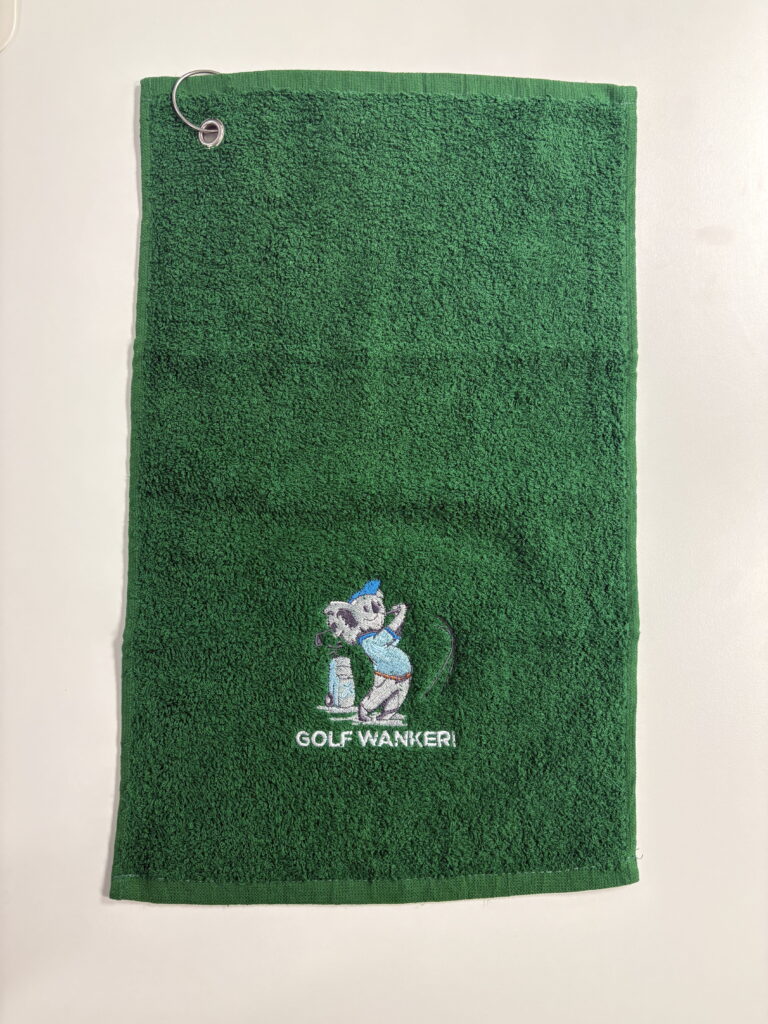 Embroidered Golf Towel by Custom Stitches.
